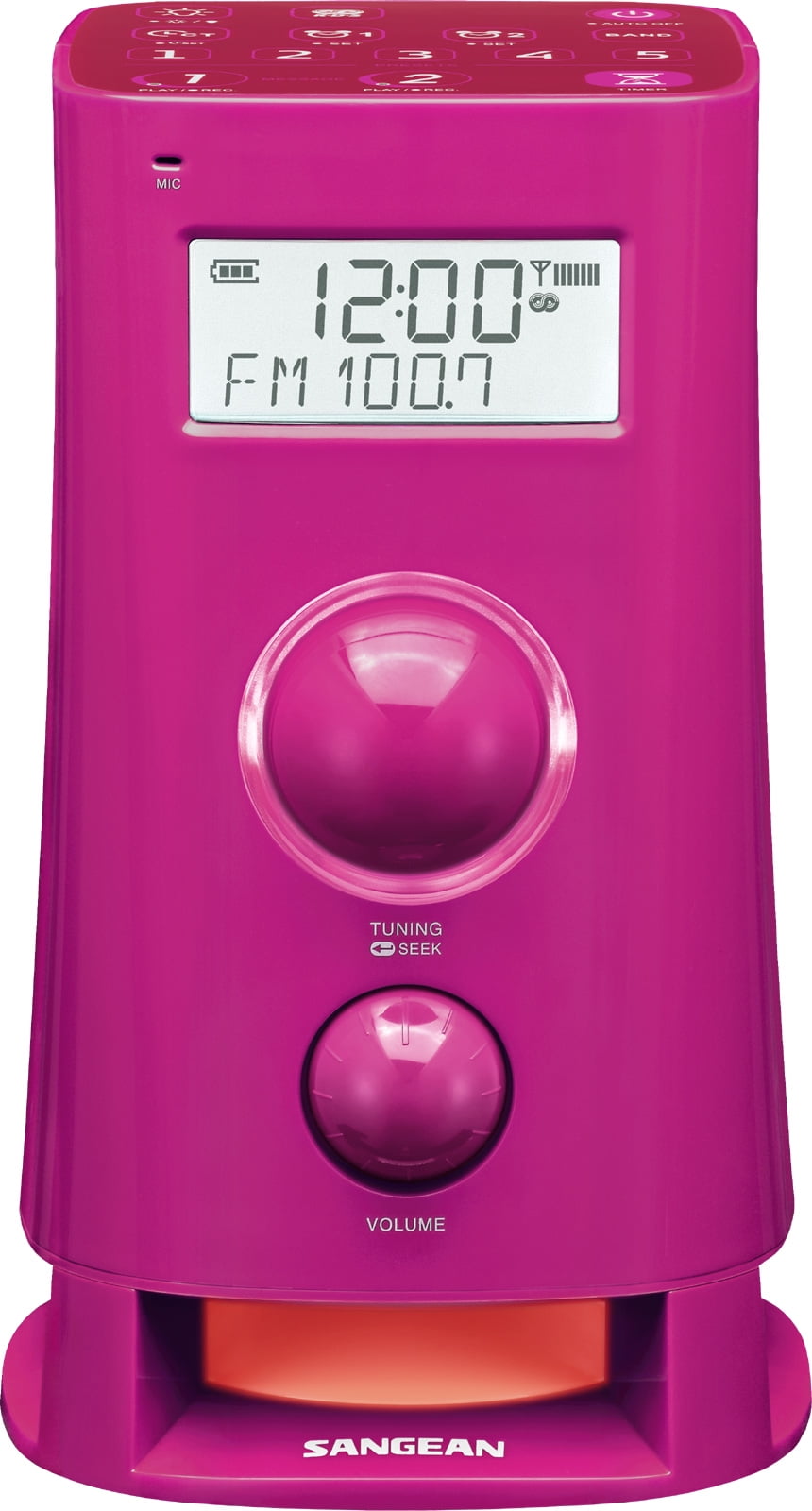 Sangean Digital Kitchen Alarm Clock Radio with Large Easy to Read Backlit LCD Display, Built-in Stereo Speaker Plus 6ft Aux Cable to Connect Any Ipod, Iphone or Mp3 Digital Audio Player