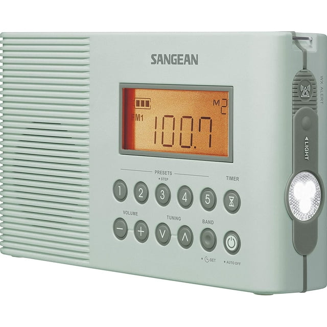 Sangean H201 Portable AM/FM/Weather Alert Digital Tuning Waterproof Shower Radio Turquoise,Light Blue