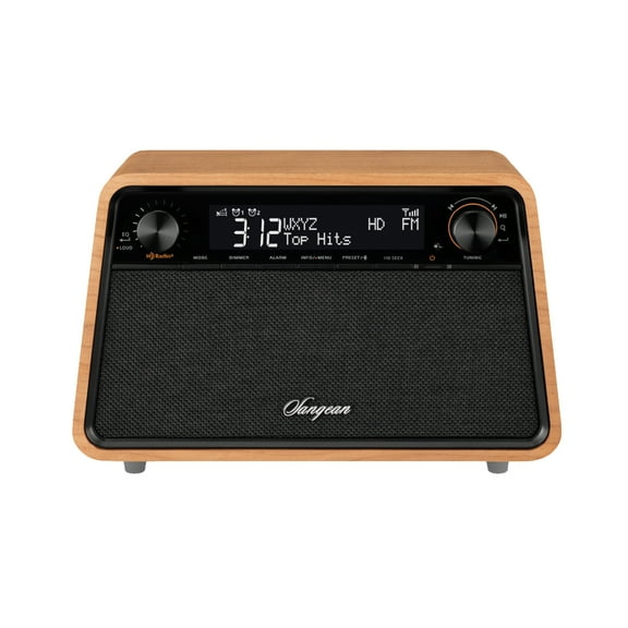 Sangean HDR-19 Bluetooth Corded Electric Alert System Portable Radio, Natural Cherry