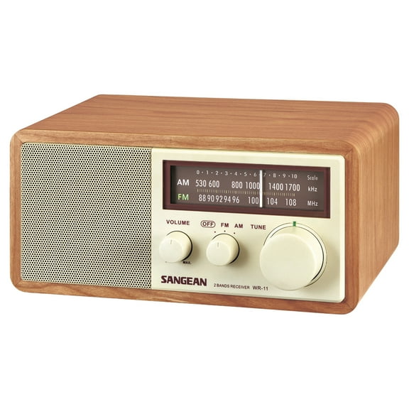 Sangean Hi-Fi Tabletop Retro Wooden Cabinet AM/FM Analog Radio Receiver, WR-11PT