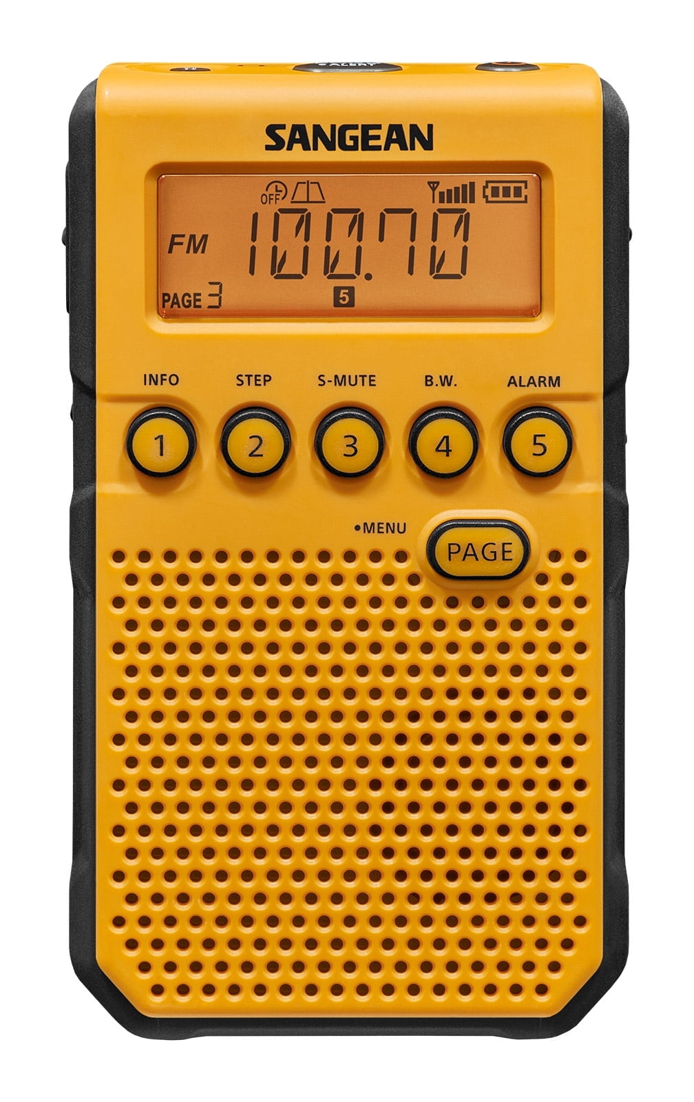 Sangean NOAA/AM/FM Weather Alert Rechargeable Pocket Handheld Radio with DBB and Removable Belt Clip Included