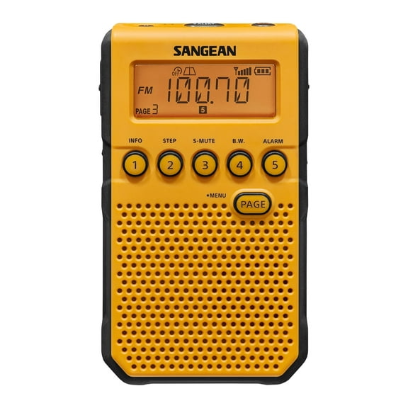 Sangean NOAA/AM/FM Weather Alert Rechargeable Pocket Handheld Radio with DBB and Removable Belt Clip Included