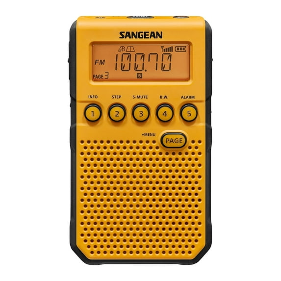 Sangean NOAA/AM/FM Weather Alert Rechargeable Pocket Handheld Radio with DBB and Removable Belt Clip Included