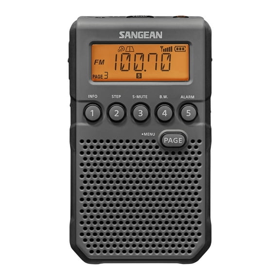 Sangean NOAA/AM/FM Weather Alert Rechargeable Pocket Handheld Radio with DBB and Removable Belt Clip Included