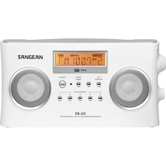 Sangean All in One Compact Portable Digital AM/FM Radio with Built-in Stereo Speaker, Earphone Jack, Alarm Clock Plus 6ft Aux Cable to Connect Any Ipod, Iphone or Mp3 Digital Audio Player