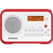 Sangean PR-D18RD AM/FM/Portable Digital Radio with Protective Bumper White/Red