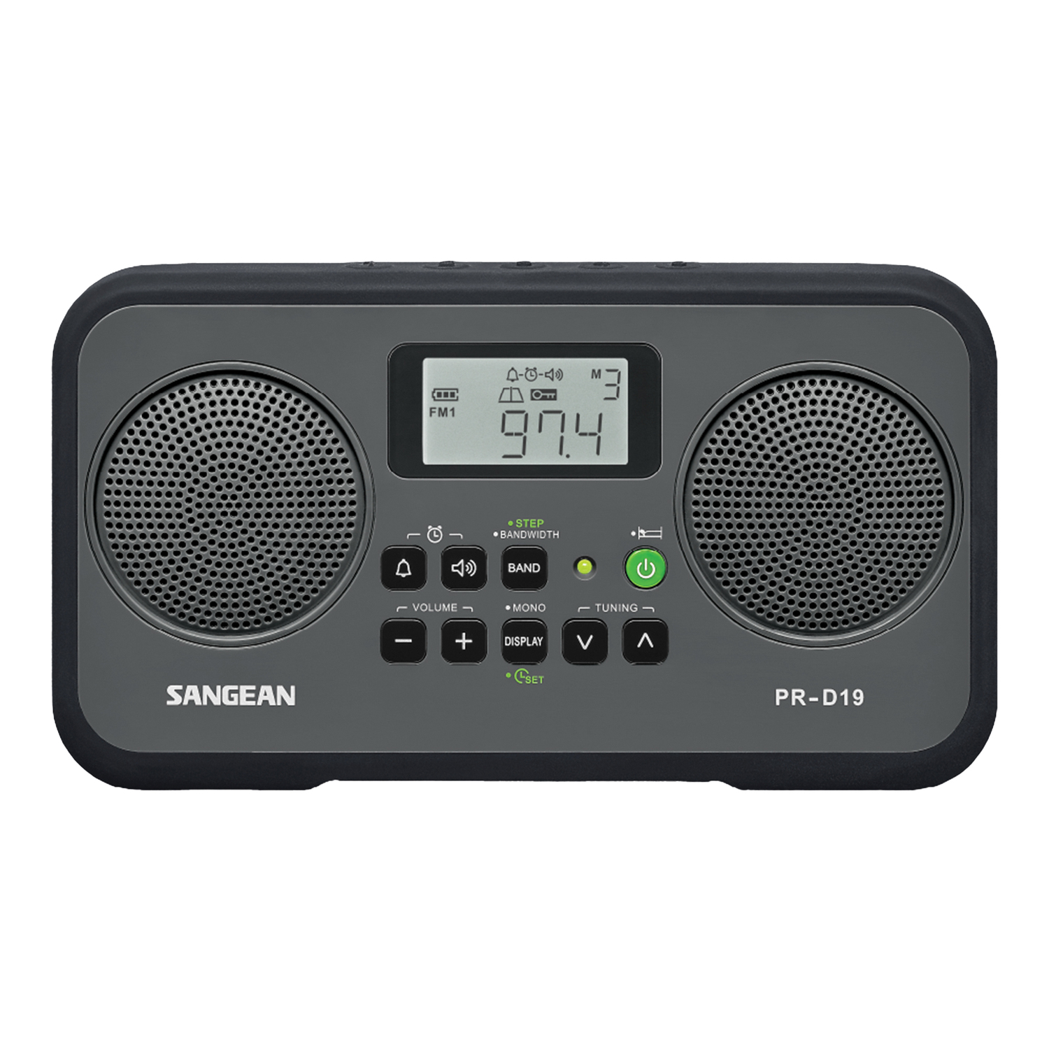 Sangean PR-D19BK FM Stereo/AM Digital Tuning Portable Radio with Protective Bumper (Gray/Black) - image 1 of 6