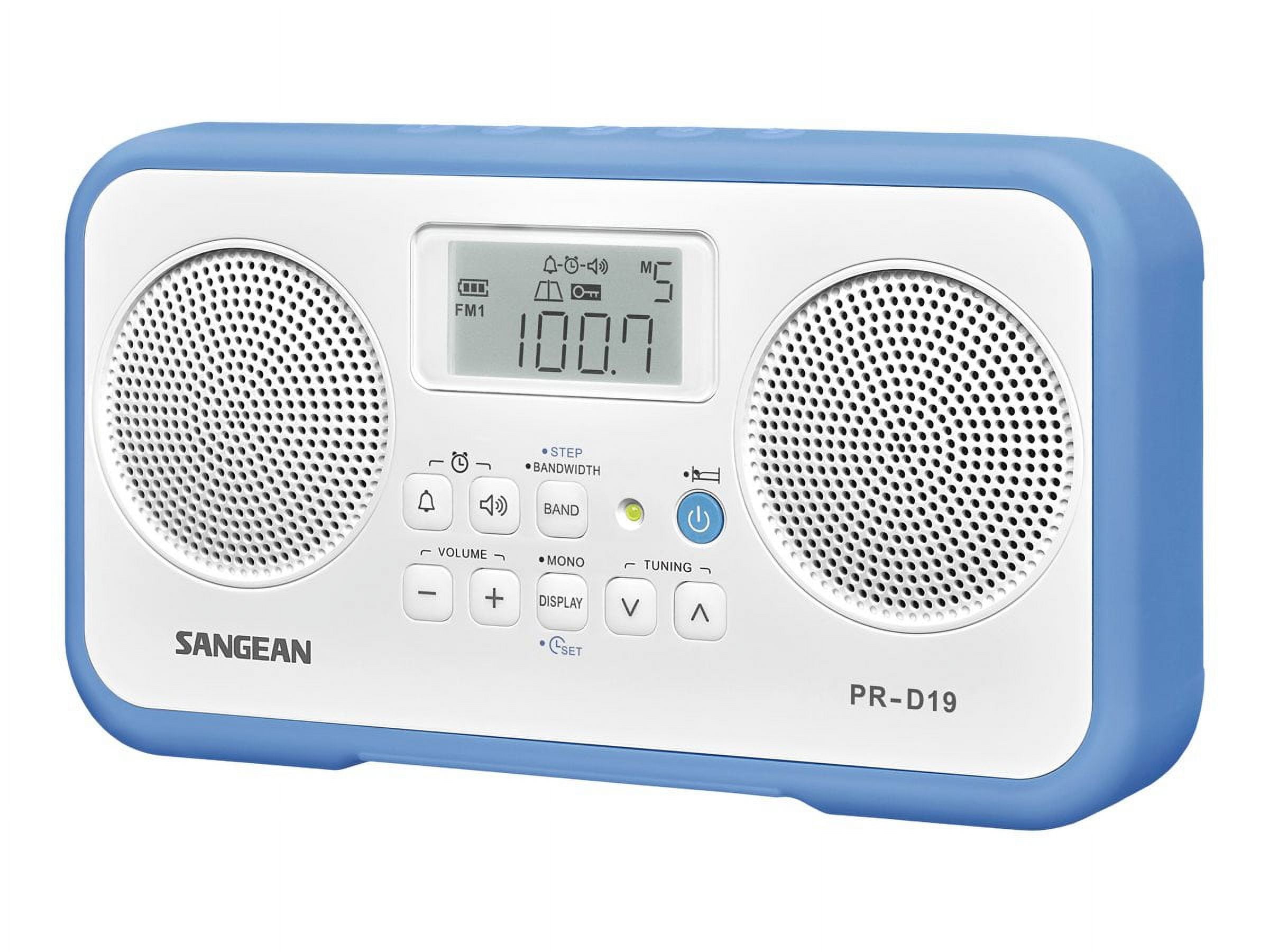 Sangean PR-D19BU FM Stereo/AM Digital Tuning Portable Radio with Protective Bumper (White/Blue)