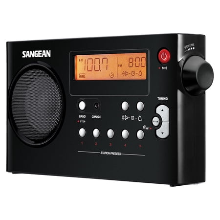 Sangean PR-D7 Portable AM/FM Rechargeable Compact Digital-Tuning Radio, Black