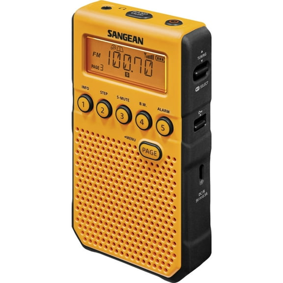 Sangean Portable AM/FM Radio, Yellow, DT-800