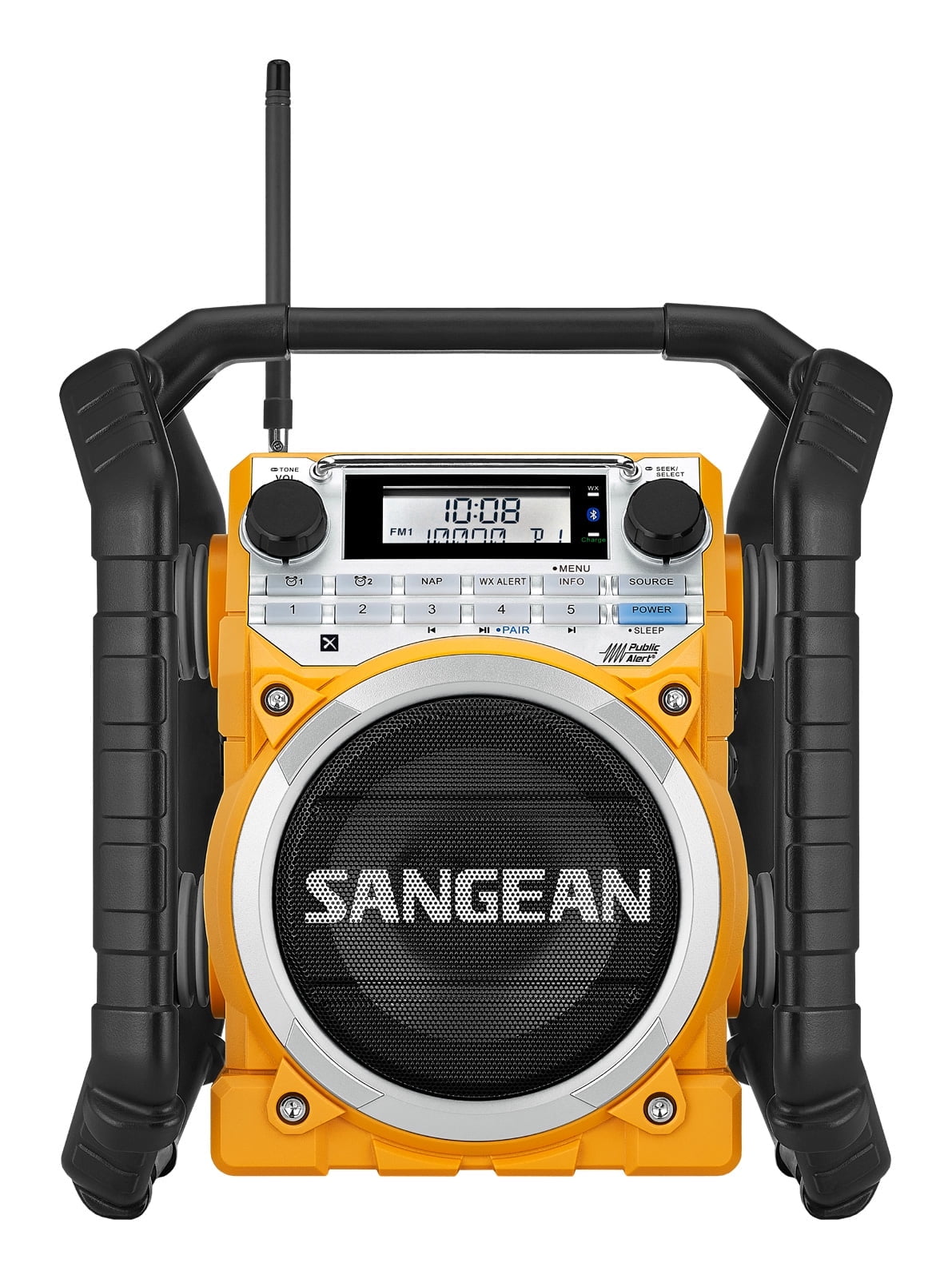 Sangean Portable Bluetooth Water Resistant Ultra Rugged AM/FM/NOAA Emergency Weather Channel Radio Receiver with Large Easy to Read Backlit LCD Display