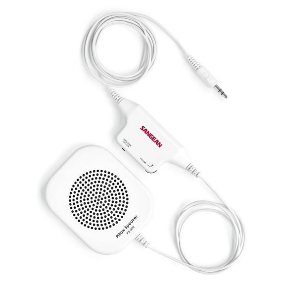 Sangean Portable Pillow Speaker for In-line Volume Control and Amplifier Use with any Radio, Radio Cassette, Clock Radio, CD Player or Other Equipment Fitted with a 3.5 mm Headphone Socket
