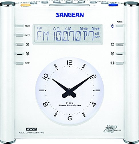 Sangean RCR-3 AM/FM Atomic Digital/Analog Clock Radio (White), One Size ...