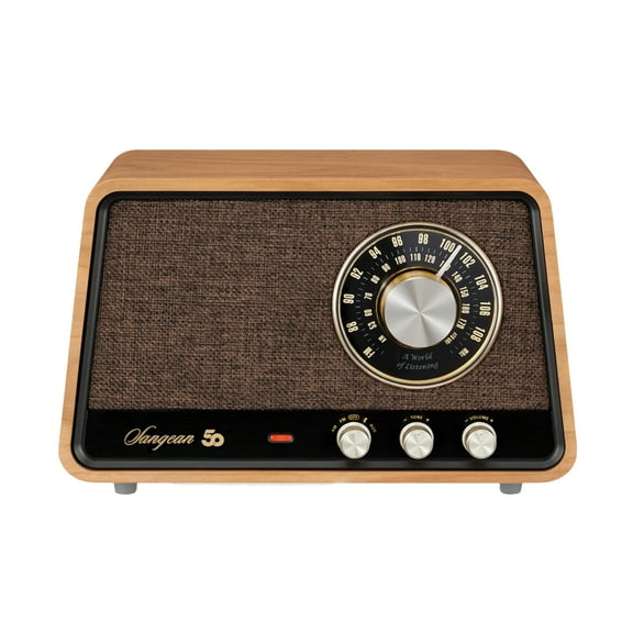 Sangean WR-55 Bluetooth Corded Electric Portable Radio, Natural Cherry