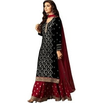 Sangeet Function Wear Designer Indian Pakistani Salwar Kameez Suits Sharara Plazzo Dress ( Black, S - 38 )