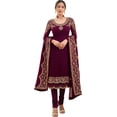 thumbnail image 1 of Sangeet Function Wear Designer Pakistani Indian Sewn Churidar Salwar Kameez Dress ( Purple, 5XL - 52 ), 1 of 5