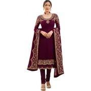 Sangeet Function Wear Designer Pakistani Indian Sewn Churidar Salwar Kameez Dress ( Purple, XS - 36 )