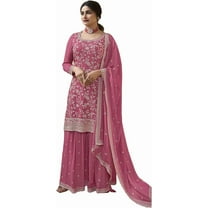 Sangeet Function Wear Indian Designer Shalwar Kameez Suits Pakistani Plazo Dress ( Pink, 5XL - 52 )