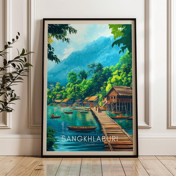 Sangkhlaburi Thailand Travel Print, South East Asia Art Print, Unframed Canvas 16x20in
