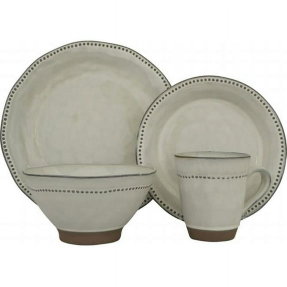 Sango 4676-16W Cyprus 16 Piece Dinnerware Set, White