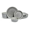 thumbnail image 1 of Sango Asher 12-Piece Gray Stoneware Dinnerware Set with Reactive Glaze, 1 of 10