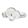 thumbnail image 1 of Sango Bethany 12-Piece White Stoneware Dinnerware Set with Scalloped Design, 1 of 9