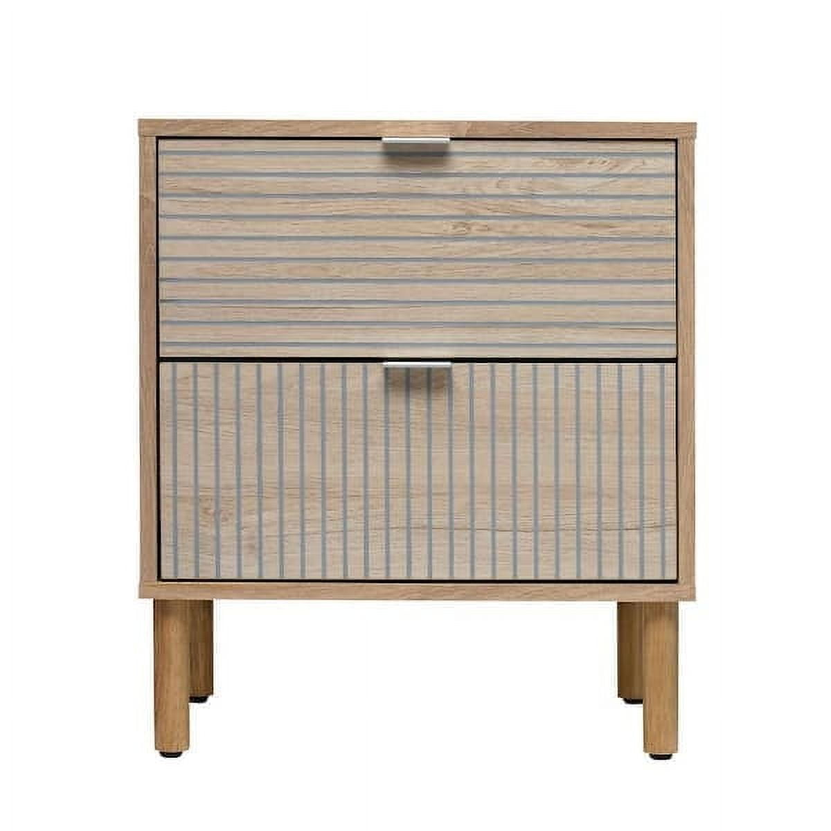Merk Light Brown Wood 2-Drawer Nightstand