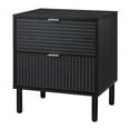 thumbnail image 1 of Sango Merk Black 2-Drawer Nightstand, Grooved Front and Cylindrical Legs, 1 of 8