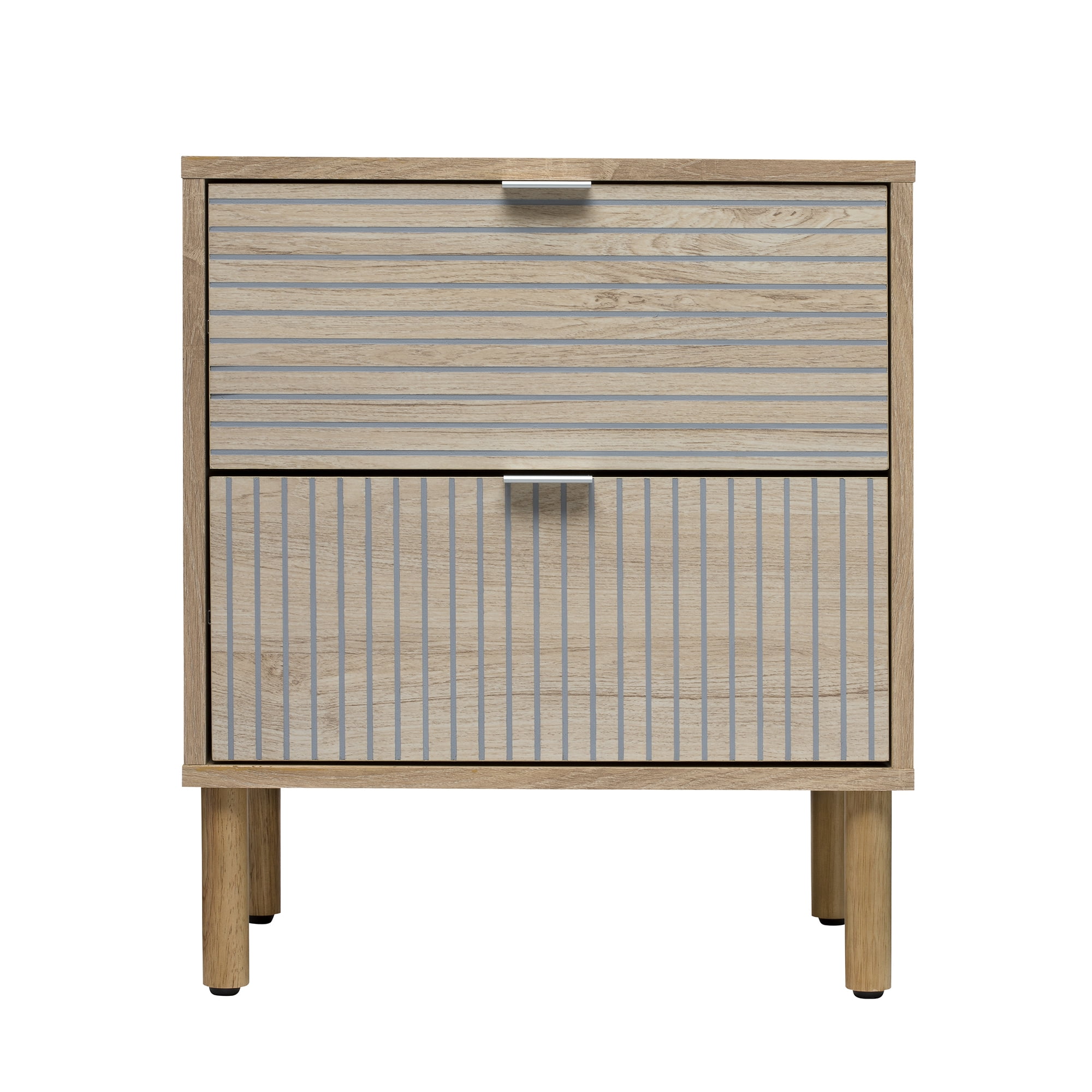 Merk Light Brown Wood 2-Drawer Nightstand
