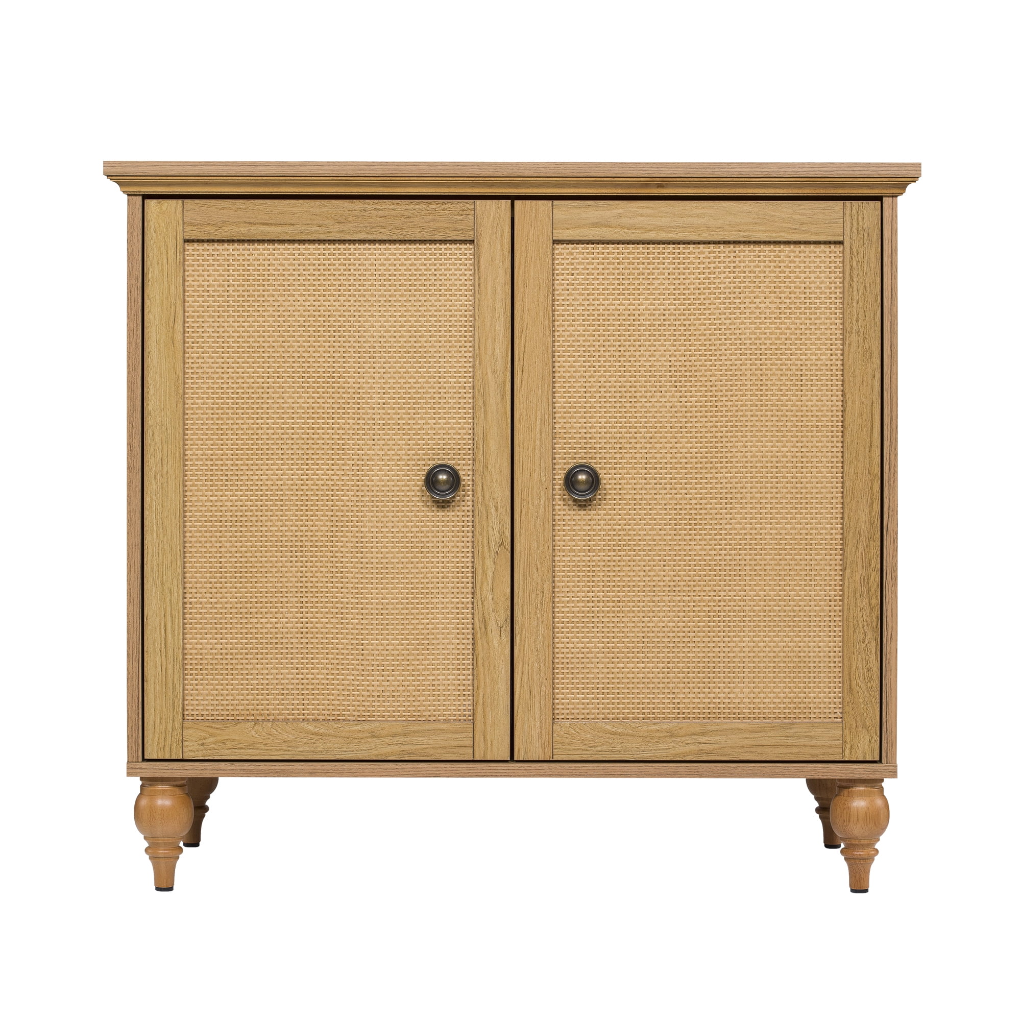 Sango Newcomb Mixed Material Rattan 2-Door Brown Cabinet