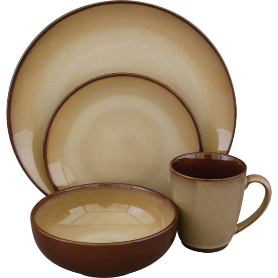 Sango Nova Brown 16 Piece Dinnerware Set, Service for 4
