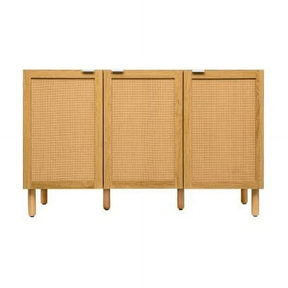 Sango Orre Brown 3-Door Cabinet with Synthetic Rattan Panels