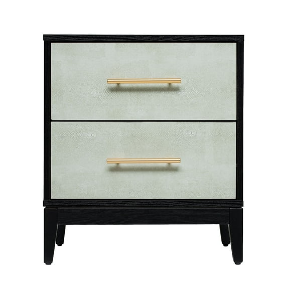 Sango Shagreen 2-Drawer Black Nightstand - Stylish and Functional