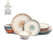 Sango Siterra Glazed Garden 12-Piece Floral Stoneware Dinnerware Set for 4