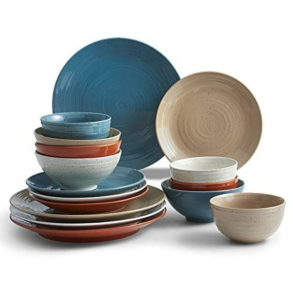 Sango Siterra Painter's Palette 16-Piece Stoneware Dinnerware Set