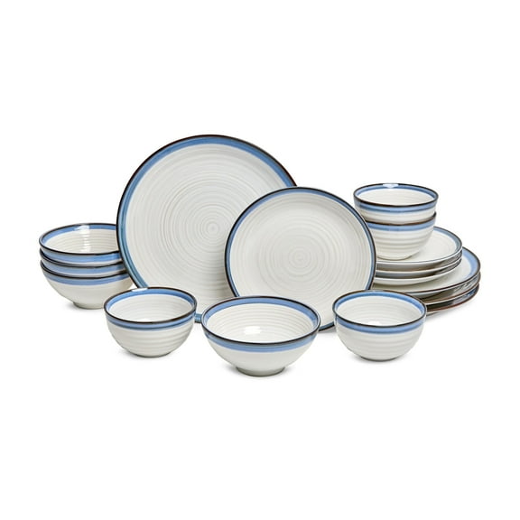 Sango Siterra Santorini 16-Piece Blue Round Dinnerware Set, Stoneware