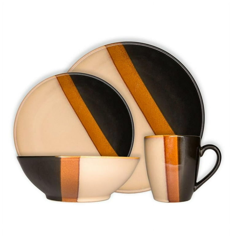 SANGO CHINA黒と金の装飾プレート 直径約28cm３枚セット Sango Tempo Black 16 Piece Dinnerware Set - Walmart.com