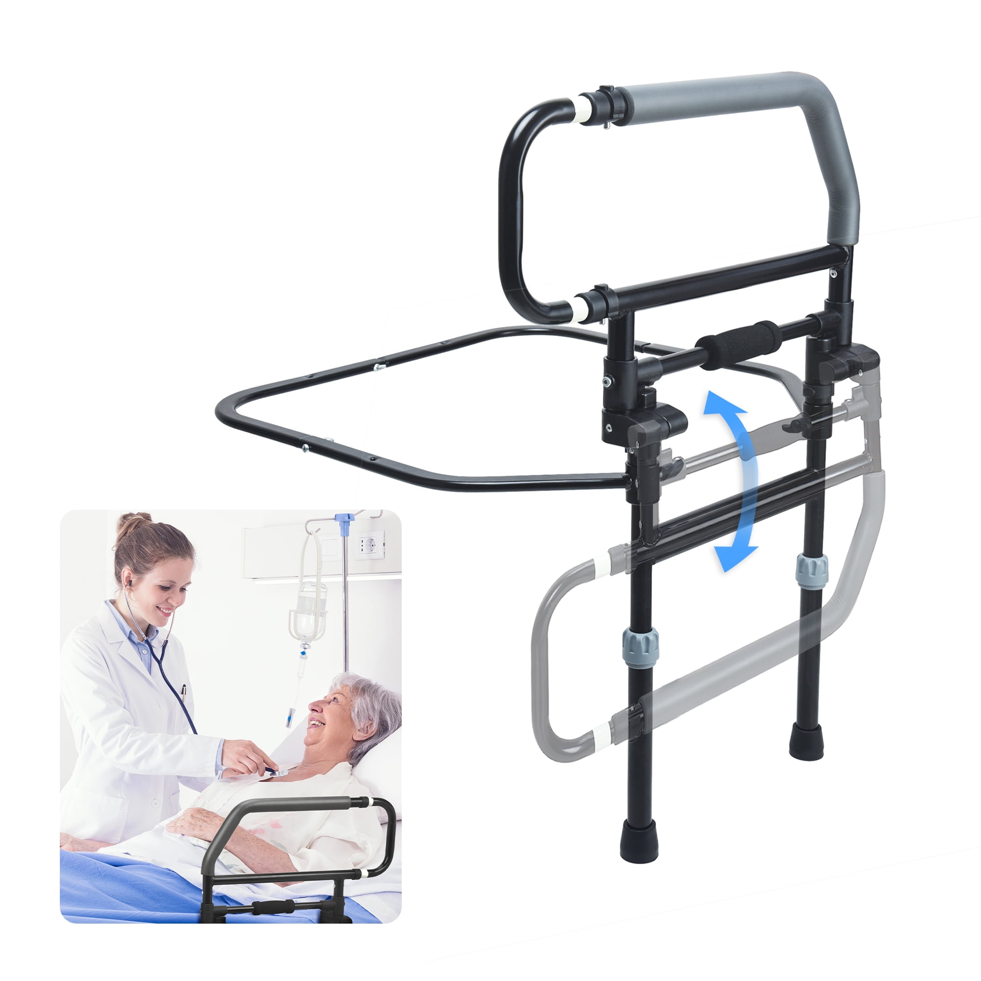 Sangohe Heavy Duty Foldable Beds Rail for Elderly Adult Safety Adjustable Assist Handle for Seniors & Elderly to Safely Get Out of Bed