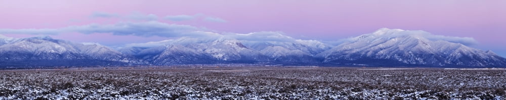 Sangre De Cristo Range after sunset and recent snow Taos County New Mexico USA Canvas Art - Panoramic Images (36 x 12)