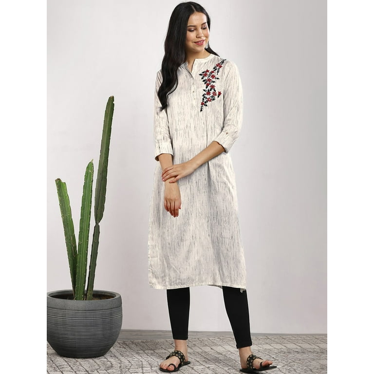 Sangria By Myntra Women 3 4 Sleeve Calf Length Off White