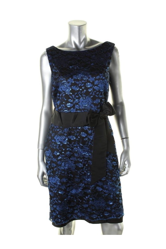 Womens Metallic Lace Cocktail Dress