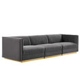 thumbnail image 1 of Sanguine Channel Tufted Performance Velvet 3-Seat Modular Sectional Sofa, 1 of 6