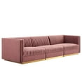 thumbnail image 1 of Sanguine Channel Tufted Performance Velvet 3-Seat Modular Sectional Sofa, 1 of 6