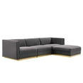 thumbnail image 1 of Modway Sanguine 4-Piece Velvet Modular Sectional Sofa in Gray, 1 of 6