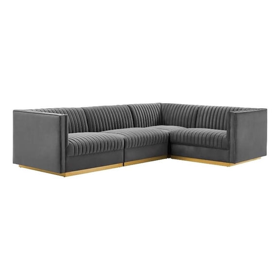 Sanguine Channel Tufted Performance Velvet 4-Piece Right-Facing Modular Sectional Sofa-EEI-5829-DUS