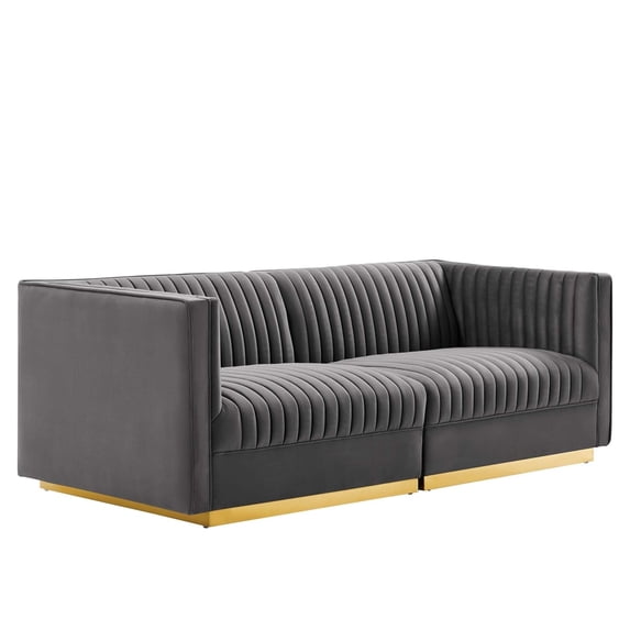 Sanguine Channel Tufted Performance Velvet Modular Sectional Sofa Loveseat-EEI-5824-DUS