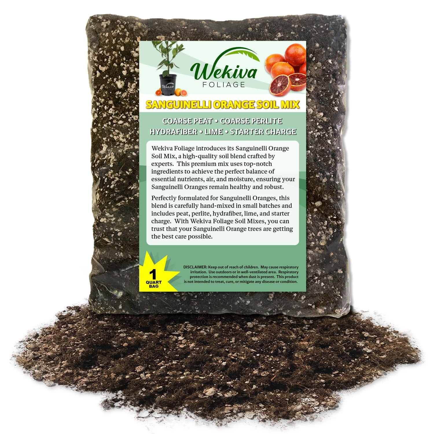 Sanguinelli Orange Tree Growing Soil Mix  2 Quarts - Custom Soil Blend  Potting Mix for Sanguinelli Orange Trees  Developed by and for Professional Nursery Growers - Nutrient-Rich Formula