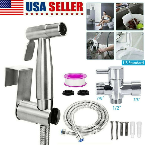 Sanheshun Hand Held Bidet Sprayer Stainless Douche Shattaf Shower Head Hose Kit Toilet Cleaner UNS7/8