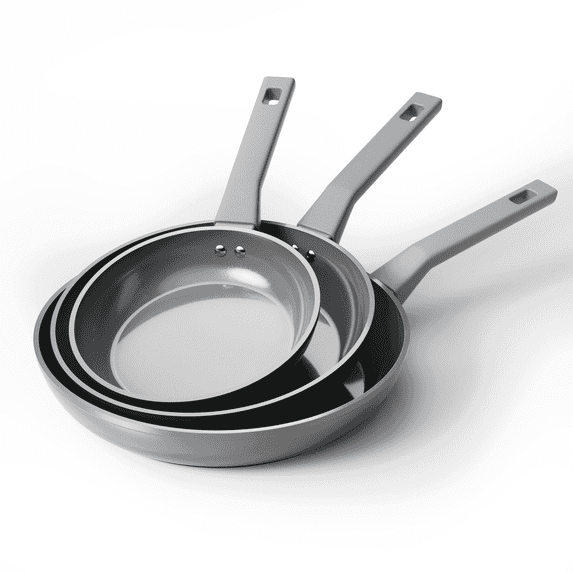 Sanho 3-Piece Nonstick Frying Pan Set, 8,10 &12 inch Skillets, Diamond-Titanium Ceramic Coating, Healthy Nonstick Cookware, Induction Compatible & Dishwasher Safe
