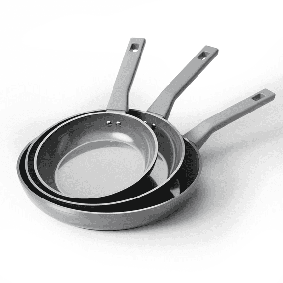 Sanho 3-Piece Nonstick Frying Pan Set, 8,10 &12 inch Skillets, Diamond-Titanium Ceramic Coating, Healthy Nonstick Cookware, Induction Compatible & Dishwasher Safe